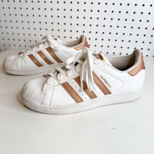 Adidas Originals | Superstar White Copper Sneakers — Shell‎ Toe Shoes Sz. 6